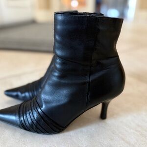 Chic Black Leather Heeled Boots